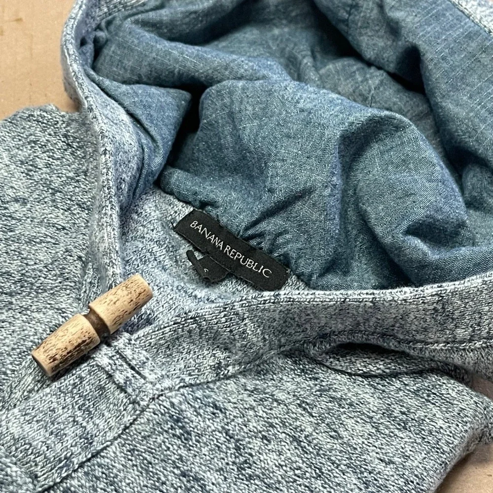 Banana Republic‎ Men's Small Hooded Blue Sweater Pullover Cotton Nautical Toggle